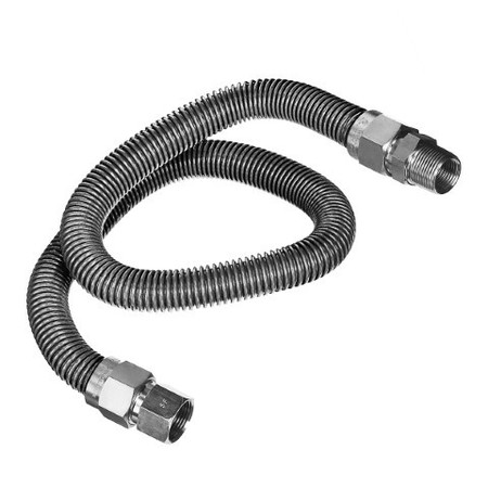 FLEXTRON Gas Line Hose 5/8'' O.D.x60'' Length 3/4" FIPx1/2" MIP Fittings, Stainless Steel Flexible Connector FTGC-SS12-60Q